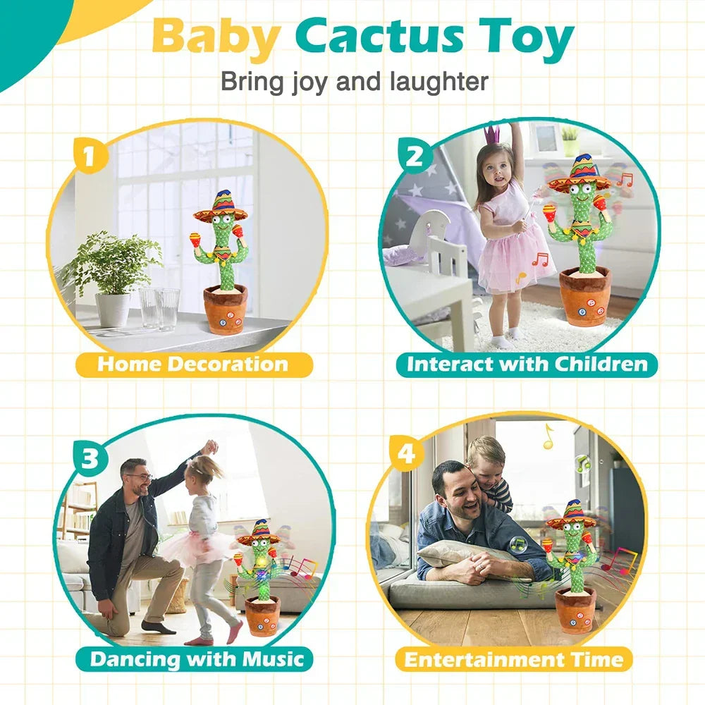 Interactive Talking and Dancing Cactus Toy for Kids with Songs