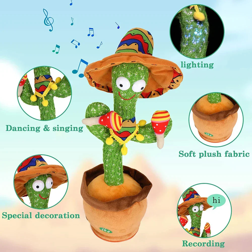 Interactive Talking and Dancing Cactus Toy for Kids with Songs