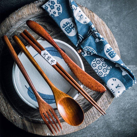 Japanese Simple Style Wooden Cutlery Sets