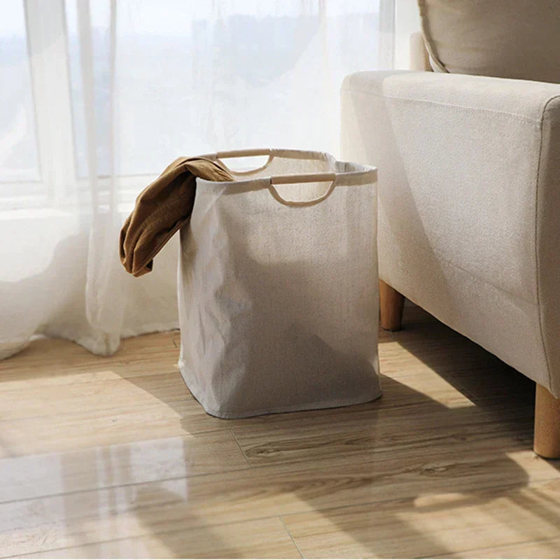 Japanese-Style Cotton Linen Laundry Hamper