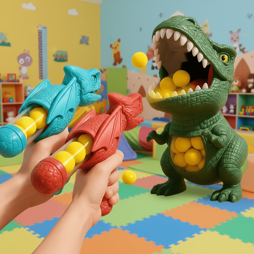 Kids' Dinosaur Shooting Game Set with Soft Foam Balls and Target