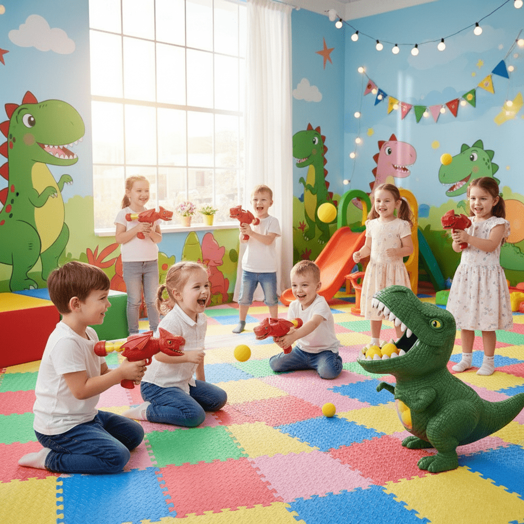 Kids' Dinosaur Shooting Game Set with Soft Foam Balls and Target