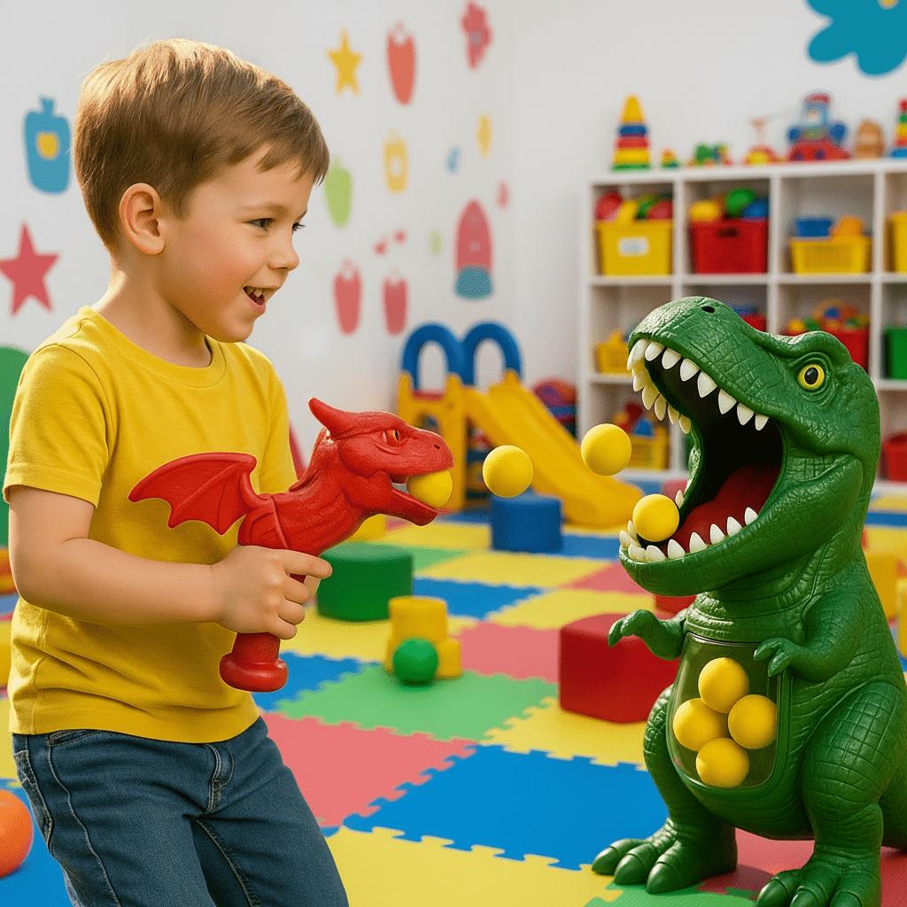 Kids' Dinosaur Shooting Game Set with Soft Foam Balls and Target
