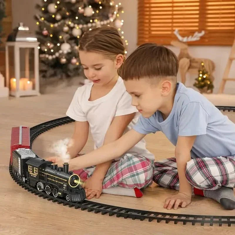 Kids' Electric Christmas Train Set with Flexible Tracks