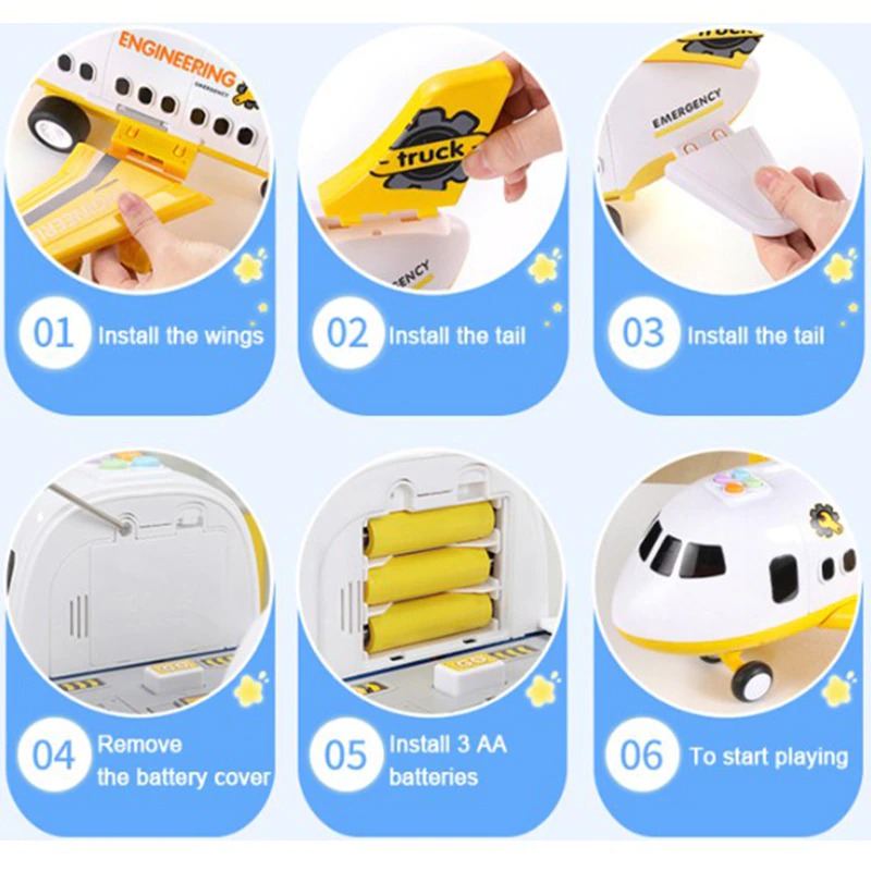 Kids' Emergency Rescue Airplane Toy Set with Lights & Sounds