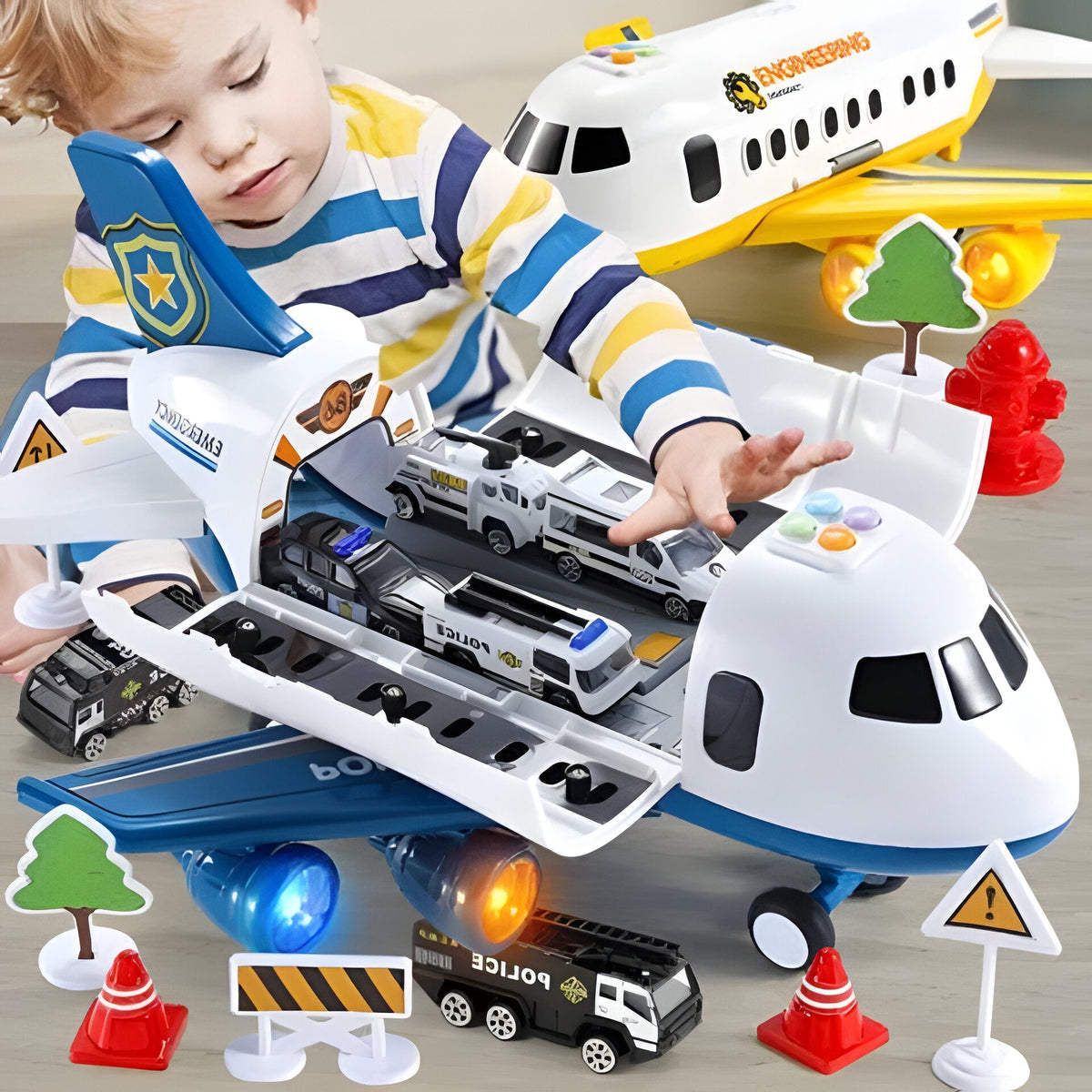 Kids' Emergency Rescue Airplane Toy Set with Lights & Sounds