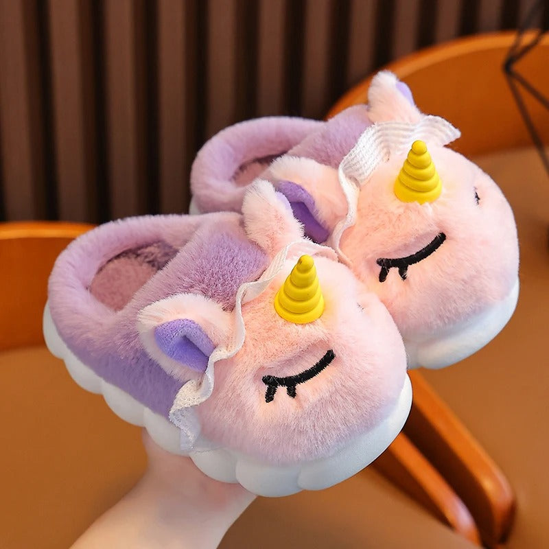 Kids' Plush Unicorn Slippers
