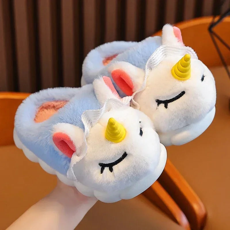 Kids' Plush Unicorn Slippers