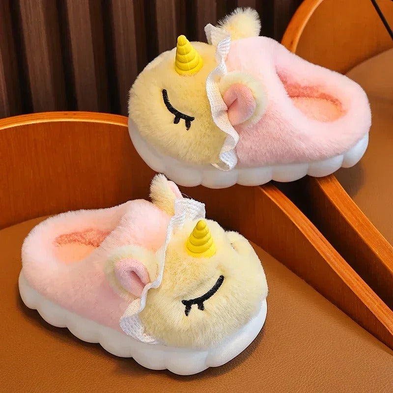 Kids' Plush Unicorn Slippers