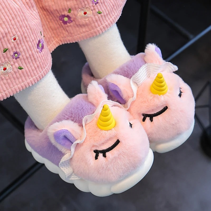 Kids' Plush Unicorn Slippers