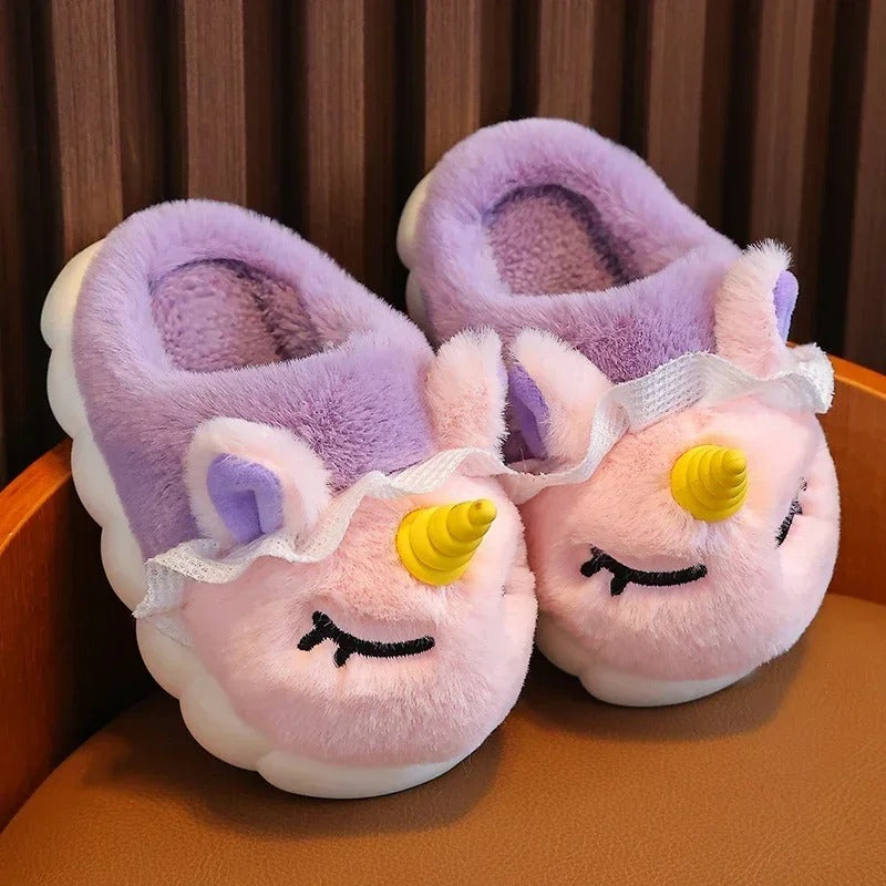 Kids' Plush Unicorn Slippers