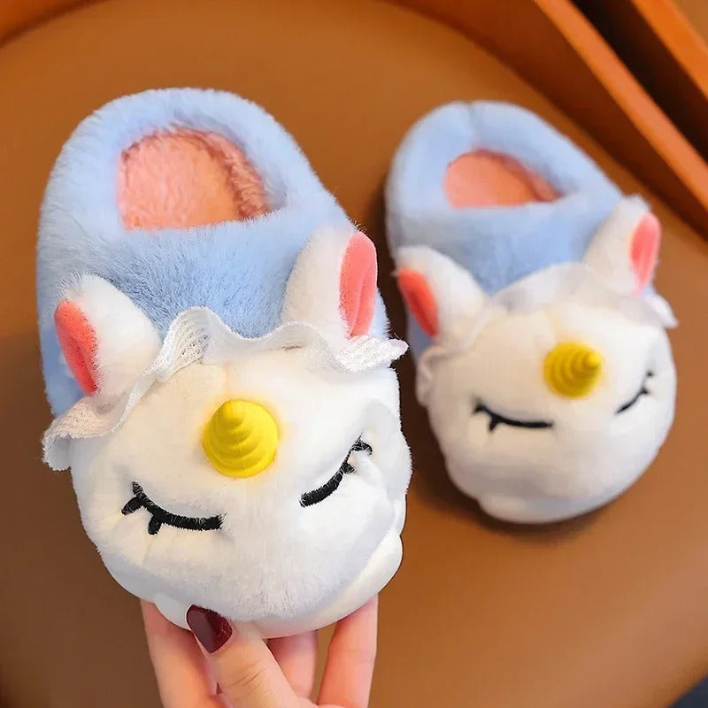 Kids' Plush Unicorn Slippers