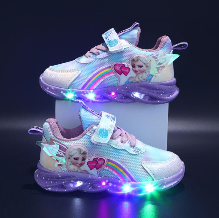 Kids' Rainbow Glitter Sneakers - LED Light-Up Shoes for Kids