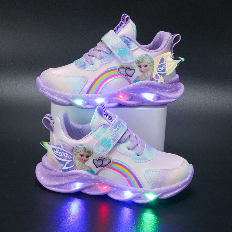 Kids' Rainbow Glitter Sneakers - LED Light-Up Shoes for Kids