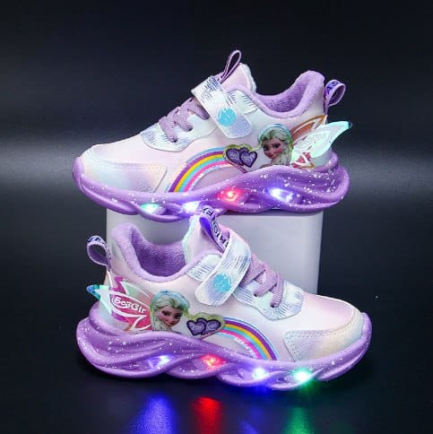 Kids' Rainbow Glitter Sneakers - LED Light-Up Shoes for Kids