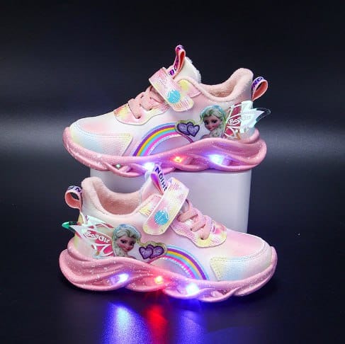Kids' Rainbow Glitter Sneakers - LED Light-Up Shoes for Kids