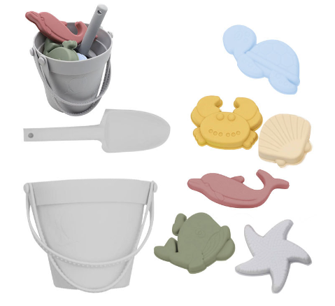Kids' Silicone Beach Bucket and Sand Toy Set