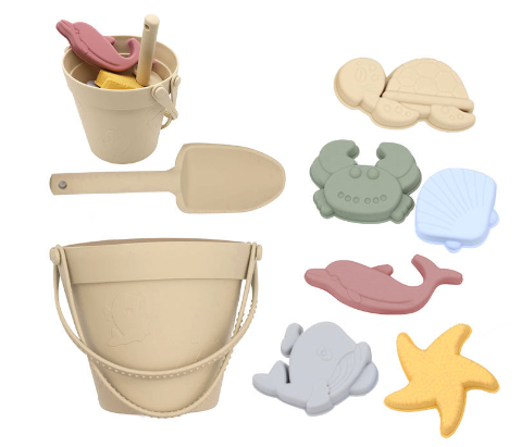 Kids' Silicone Beach Bucket and Sand Toy Set