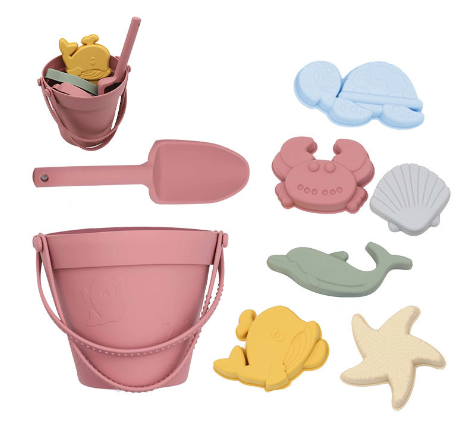 Kids' Silicone Beach Bucket and Sand Toy Set