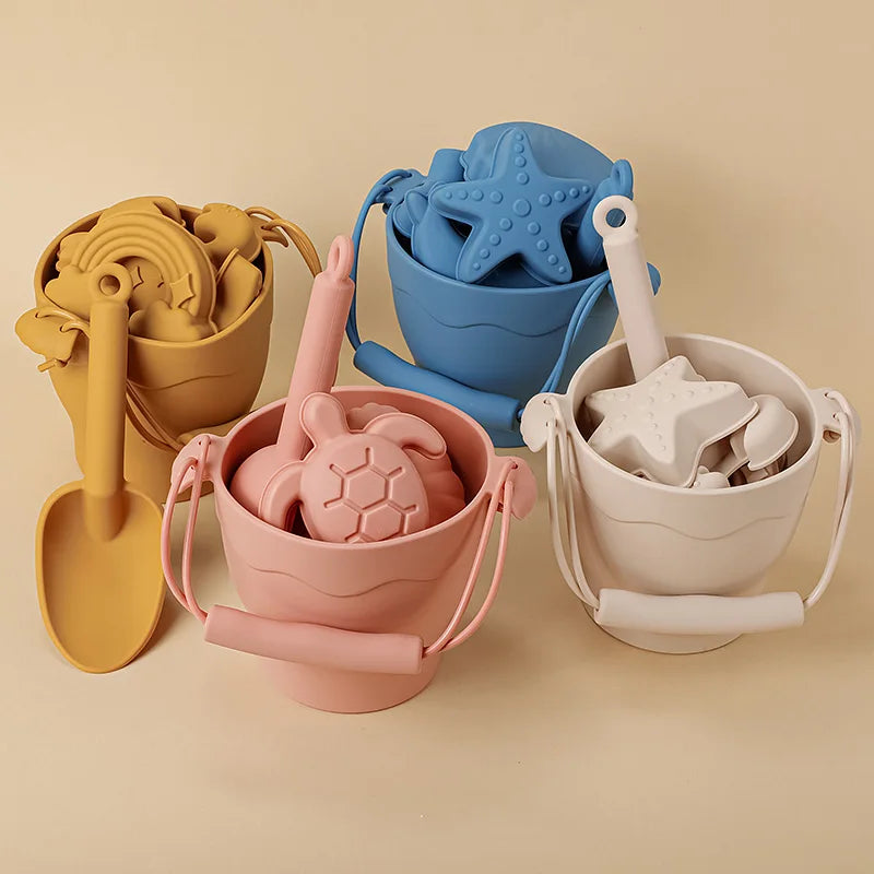 Kids' Silicone Beach Bucket and Sand Toy Set