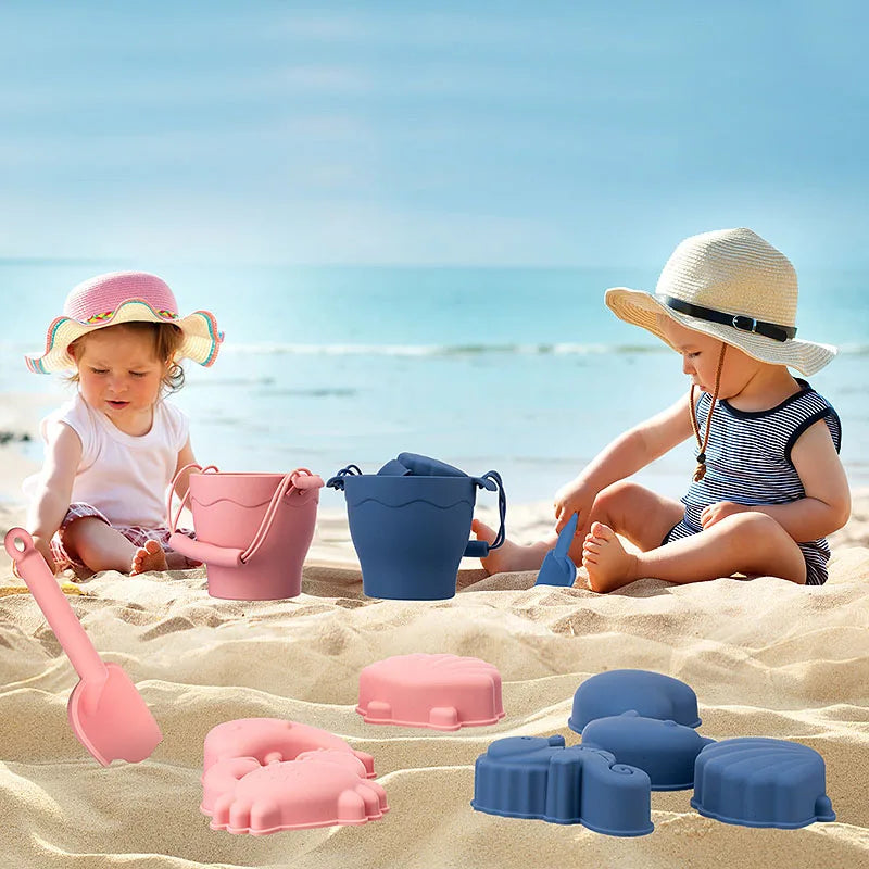 Kids' Silicone Beach Bucket and Sand Toy Set