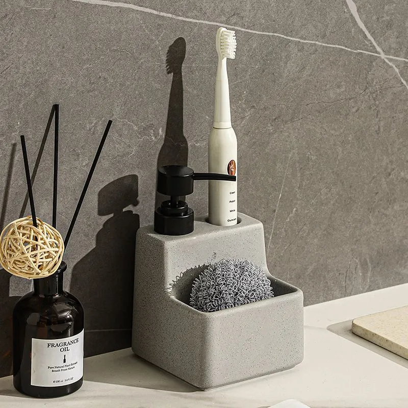 Kitchen Soap Dispenser with Brush and Sponge Holder