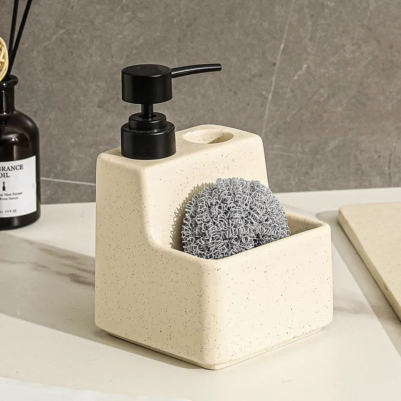 Kitchen Soap Dispenser with Brush and Sponge Holder