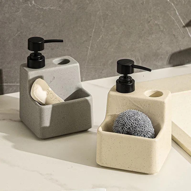 Kitchen Soap Dispenser with Brush and Sponge Holder