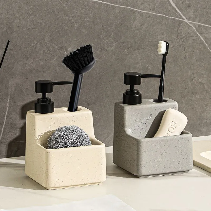 Kitchen Soap Dispenser with Brush and Sponge Holder