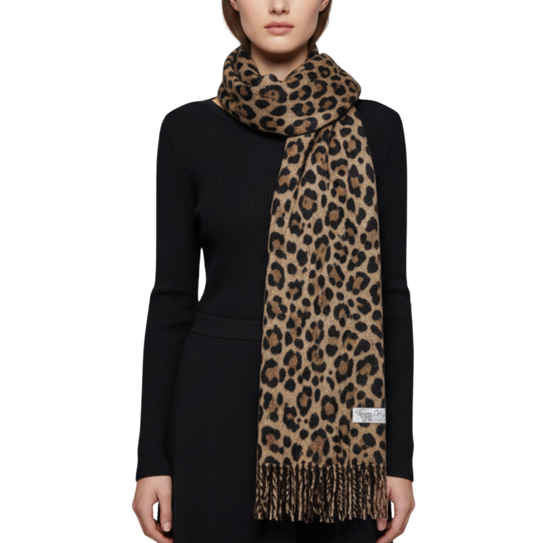 Knitted Leopard Print Shawl