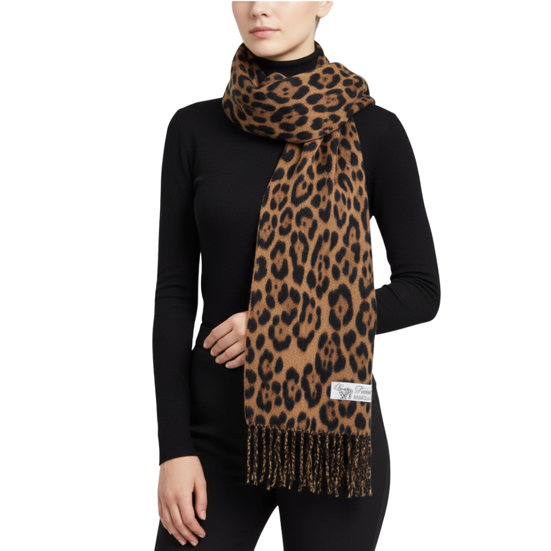 Knitted Leopard Print Shawl