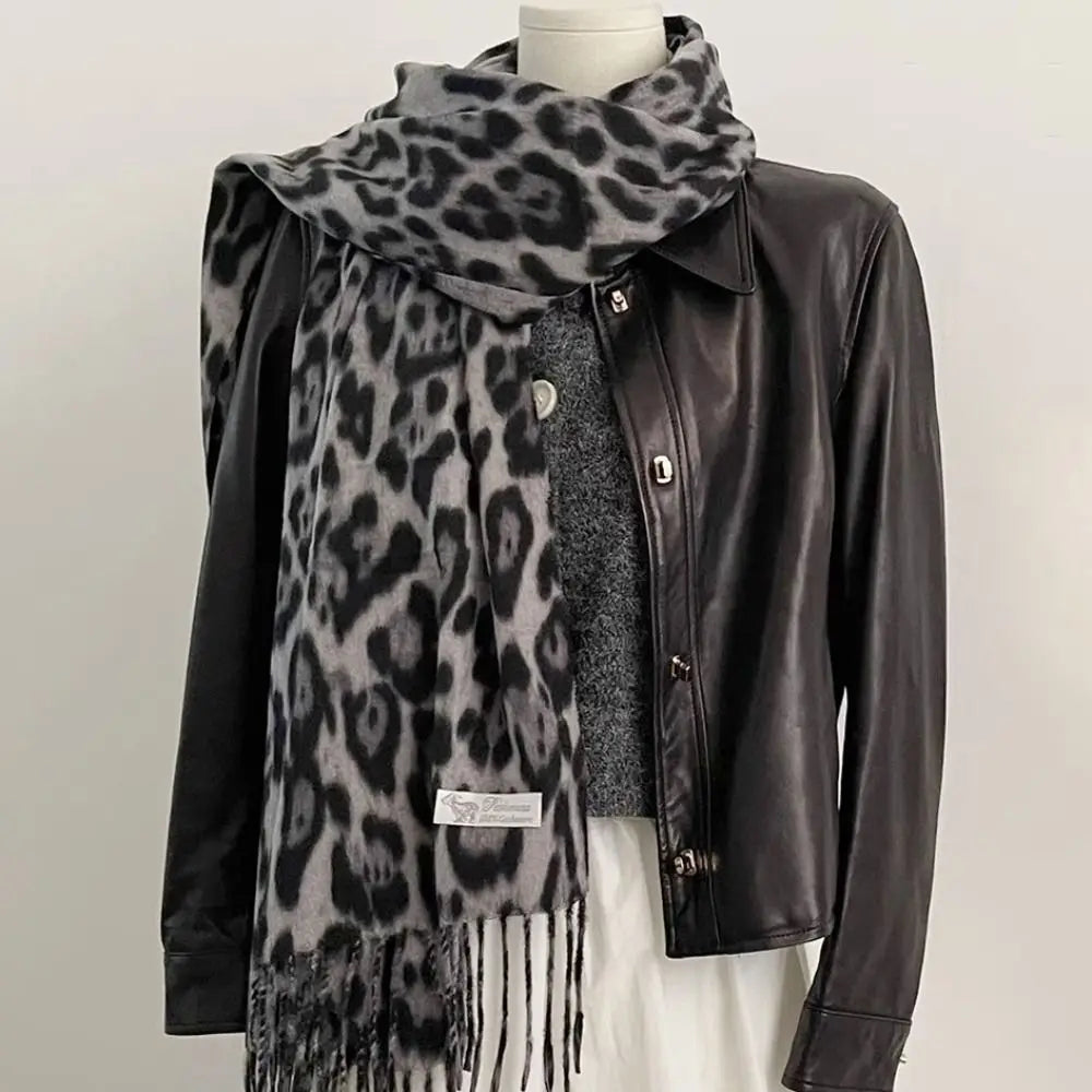 Knitted Leopard Print Shawl