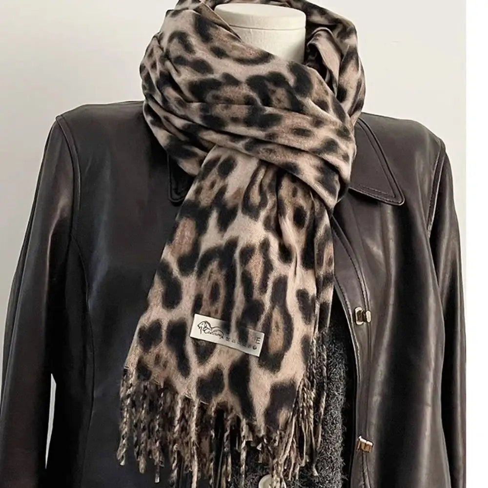 Knitted Leopard Print Shawl