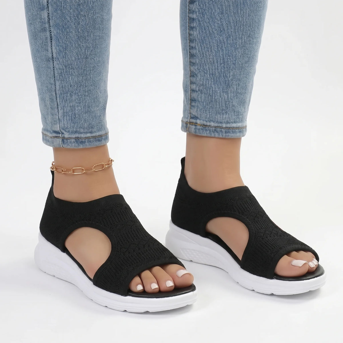 Knitted Sports Wedge Sandals