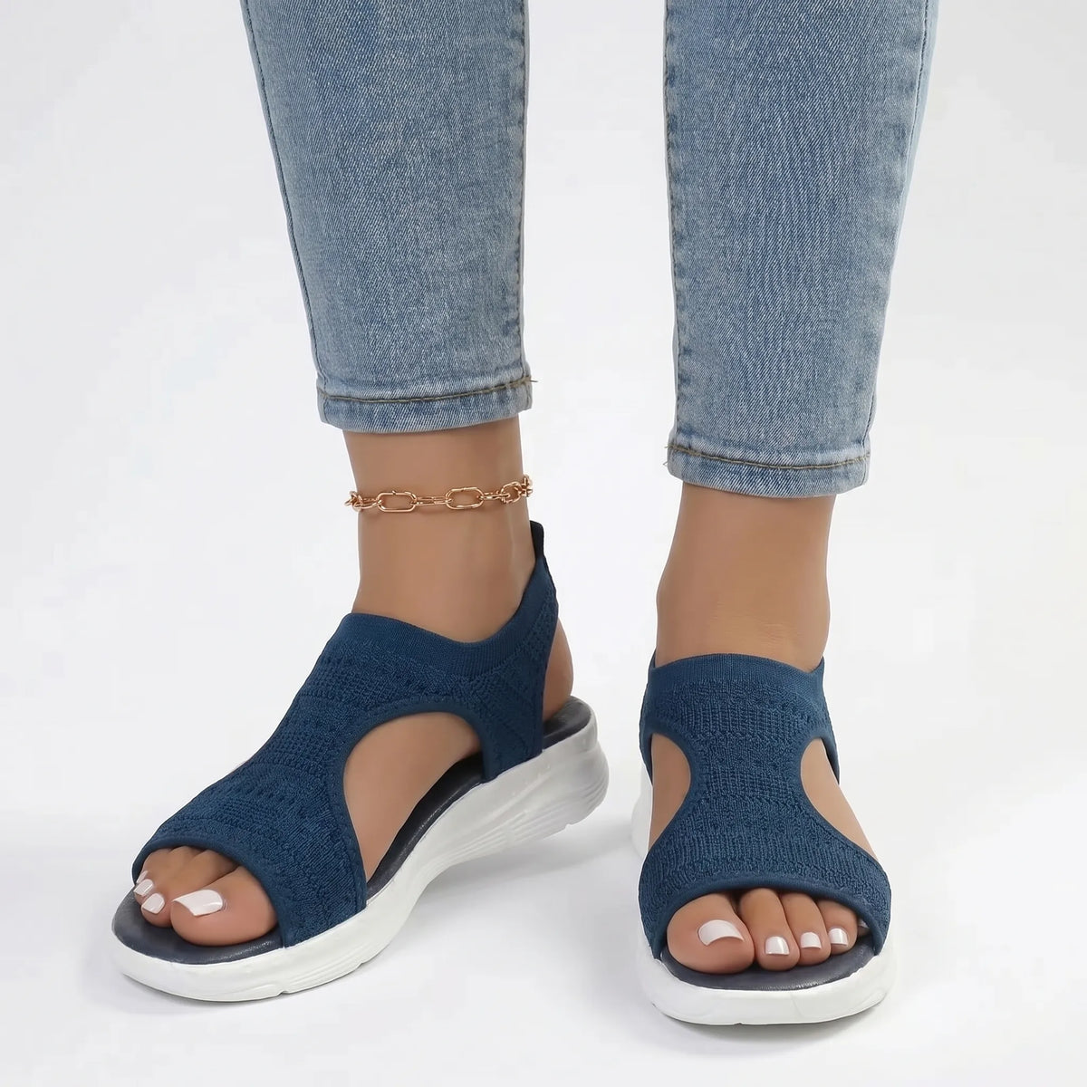 Knitted Sports Wedge Sandals