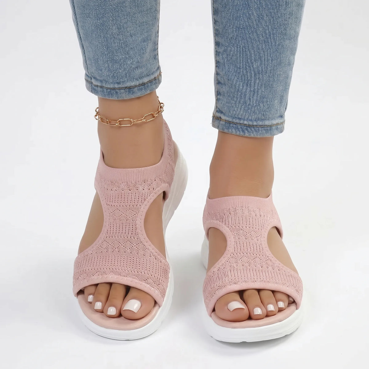 Knitted Sports Wedge Sandals