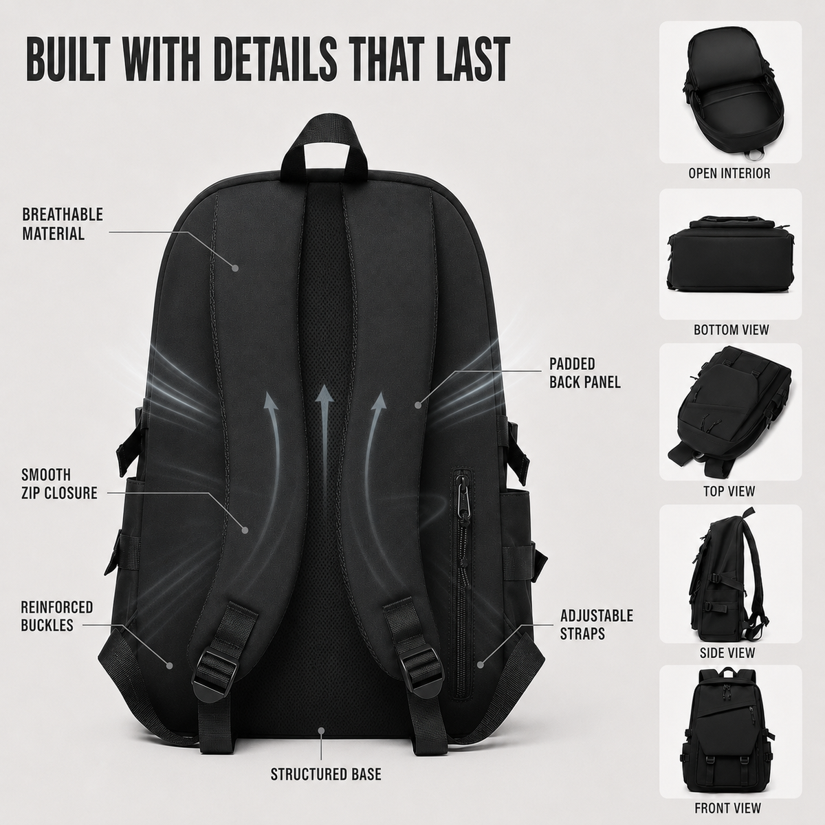 Large Capacity Solid Colour Backpack