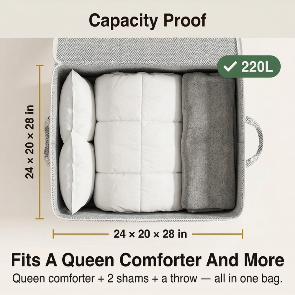 Large Capacity Storage Bag for Blankets and Quilts