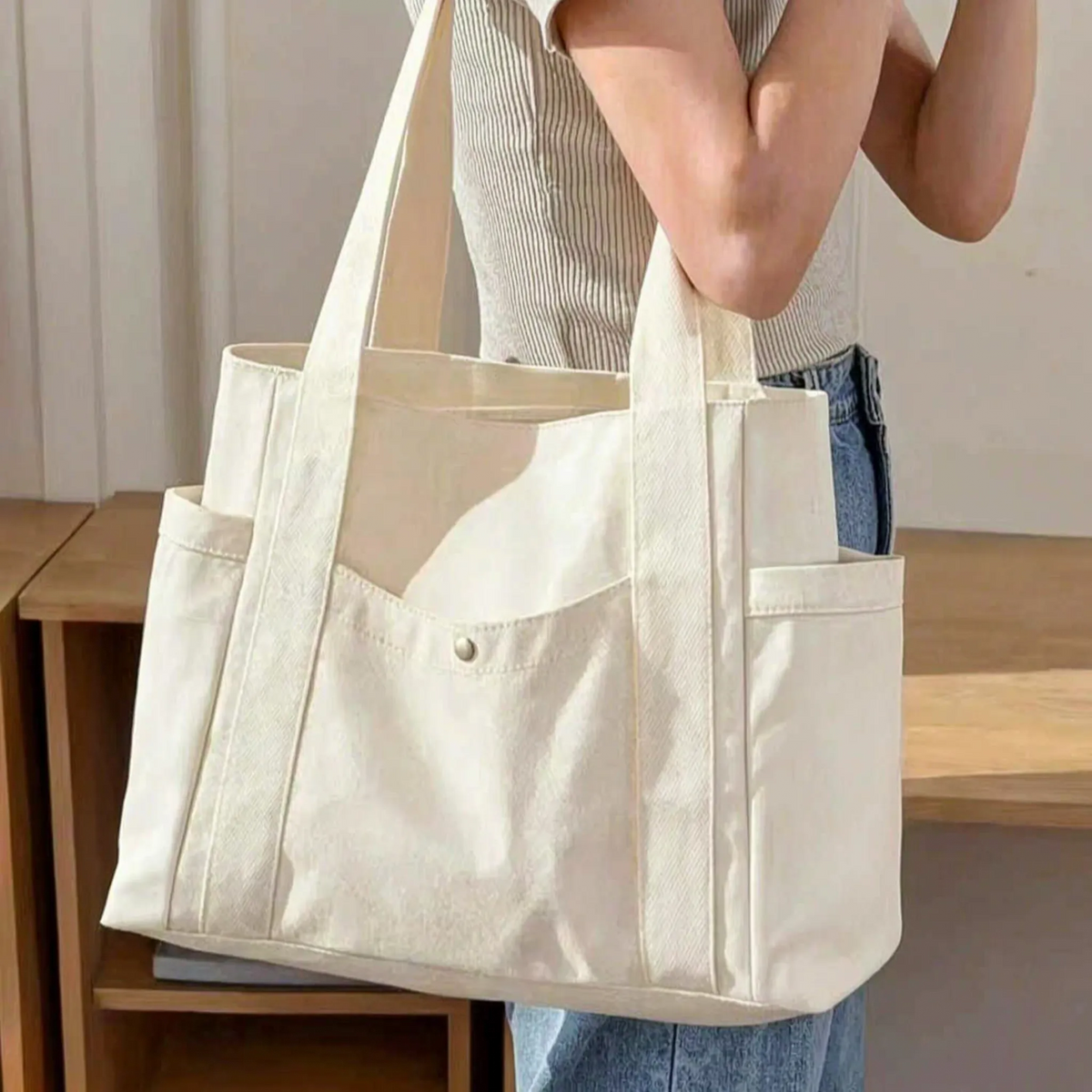 Large Capacity Structured Tote Bag
