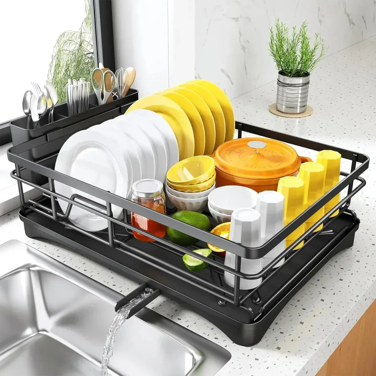 Large Dish Drainer with Drip Tray