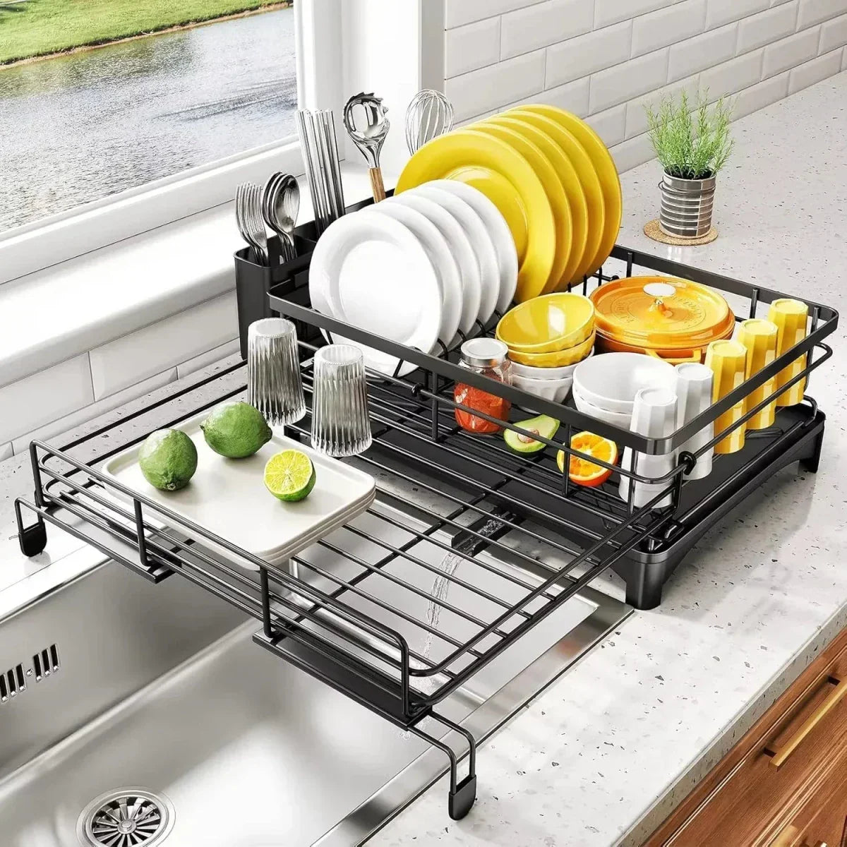 Large Dish Drainer with Drip Tray