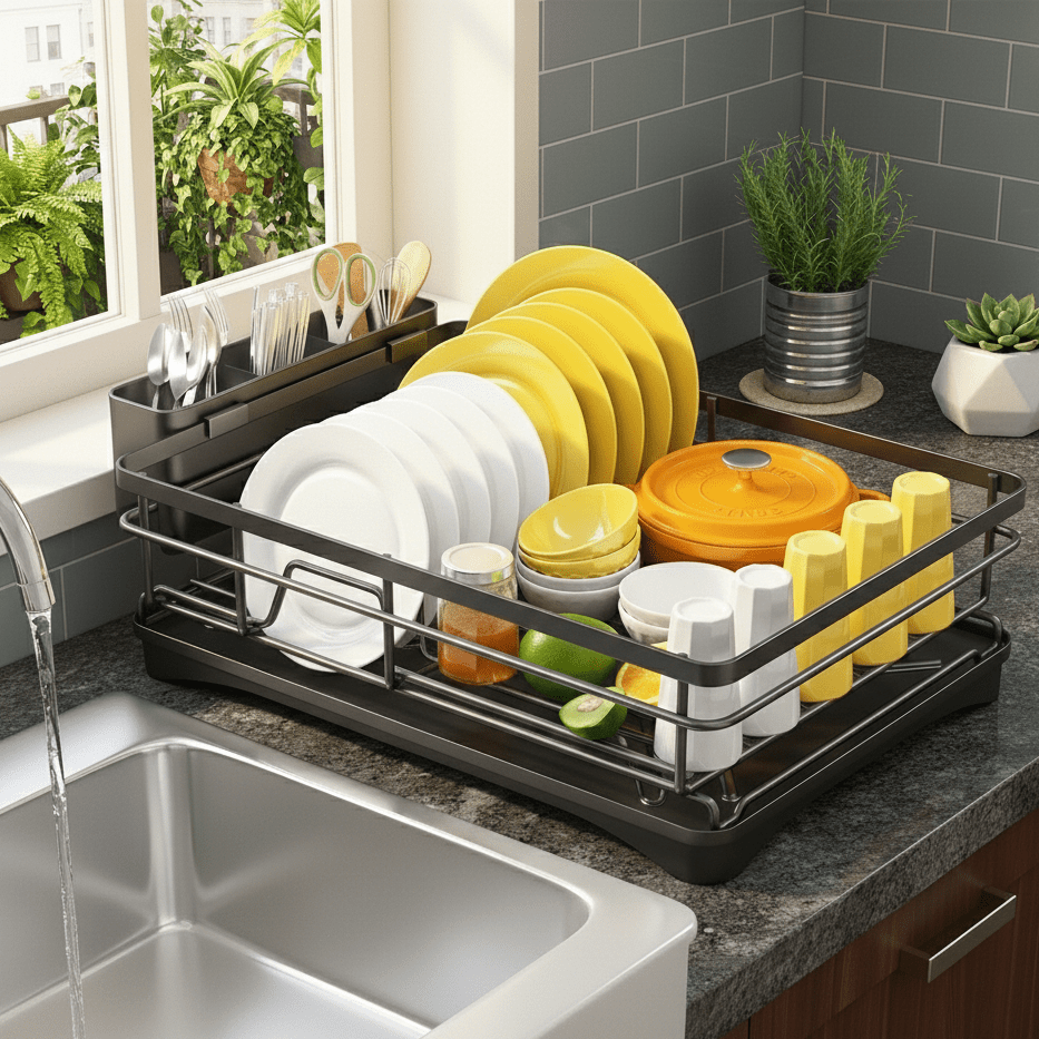Large Dish Drainer with Drip Tray