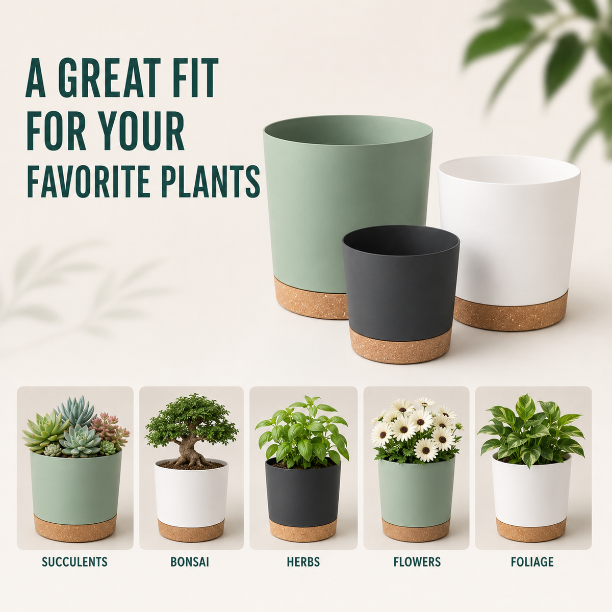 Large Lightweight Plant Pot with Drainage Holes