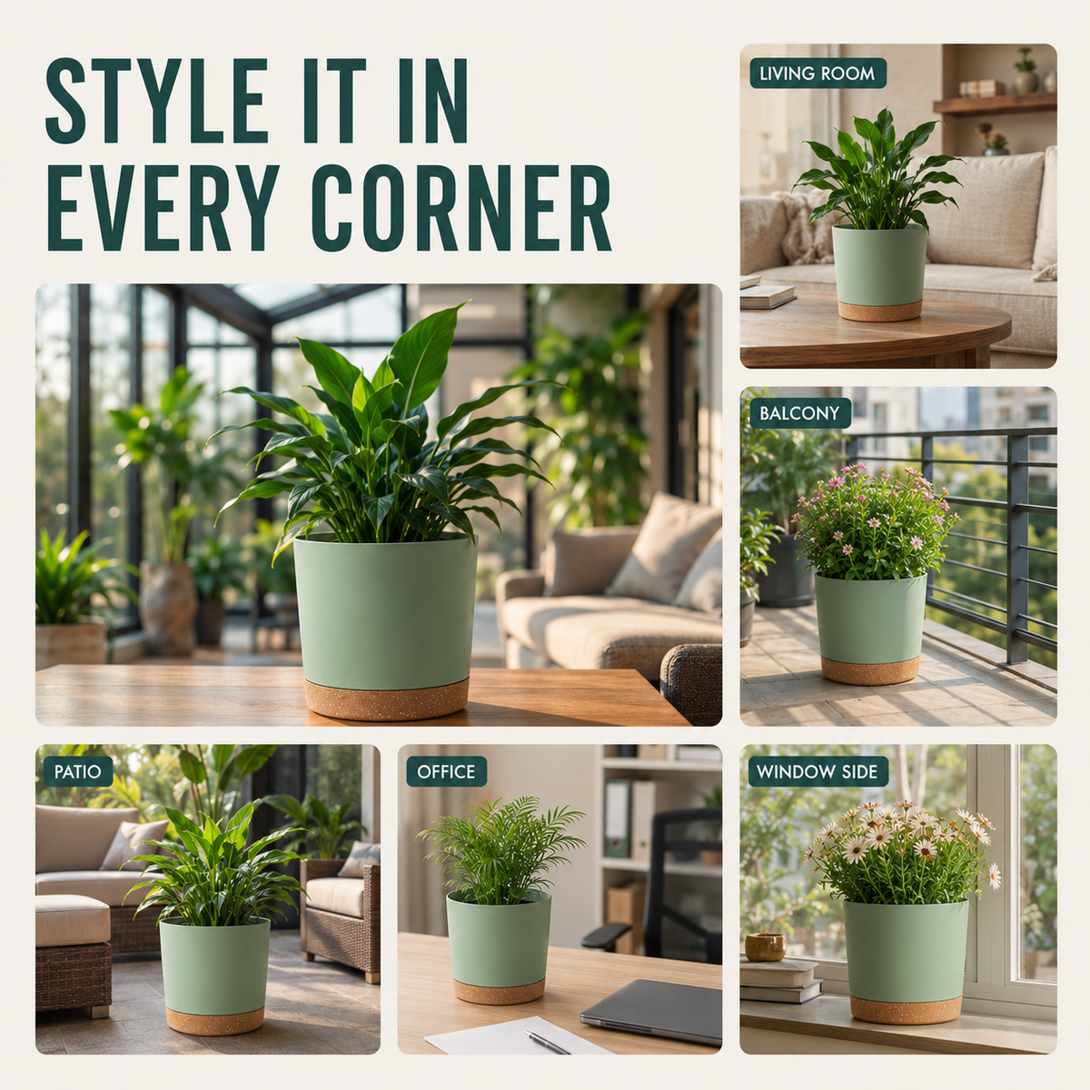 Large Lightweight Plant Pot with Drainage Holes