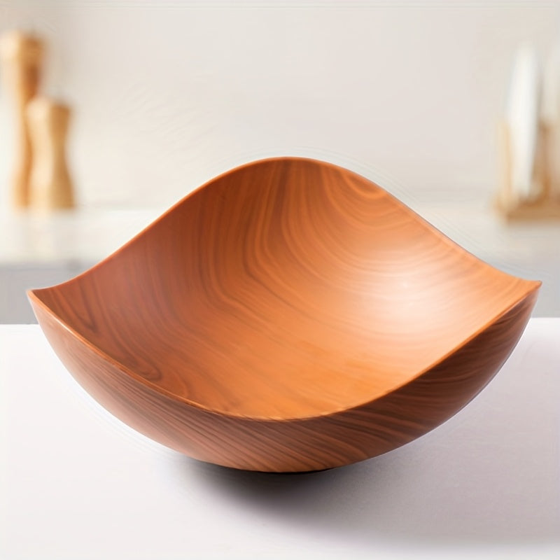 Large Wood-Look Fruit Bowl – Decorative and Practical Tableware