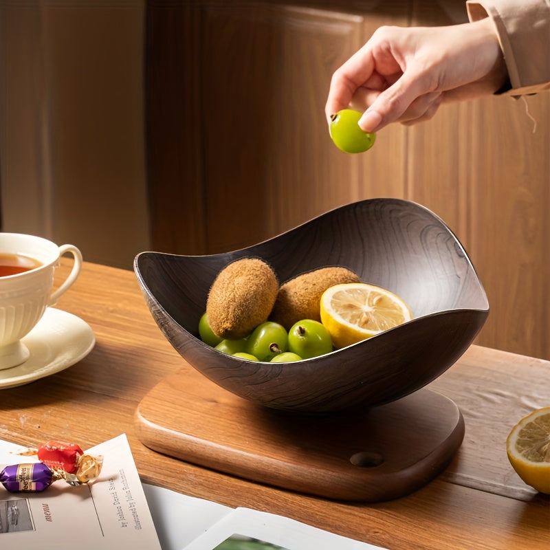 Large Wood-Look Fruit Bowl – Decorative and Practical Tableware