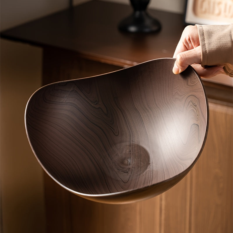 Large Wood-Look Fruit Bowl – Decorative and Practical Tableware