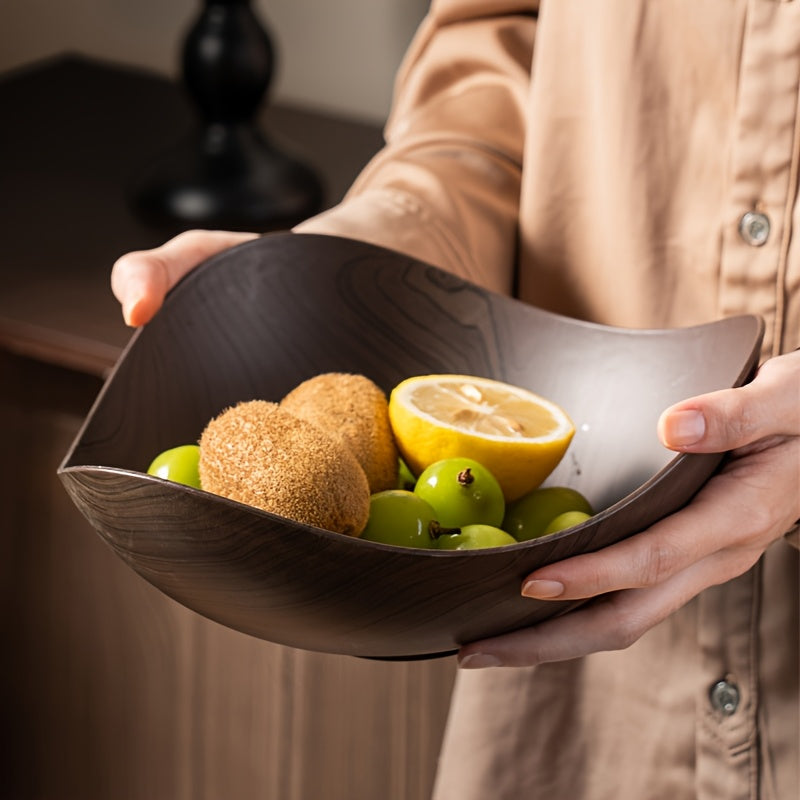 Large Wood-Look Fruit Bowl – Decorative and Practical Tableware