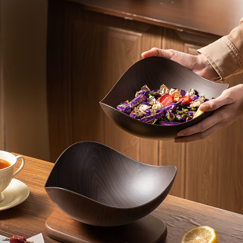 Large Wood-Look Fruit Bowl – Decorative and Practical Tableware