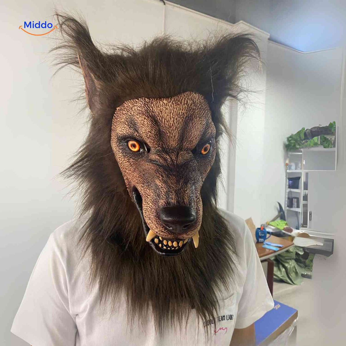 Latex Glowing Wolf Head Mask Ideal for Halloween